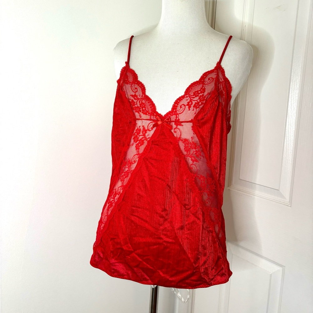 Vintage Texsheen red lace lingerie top
